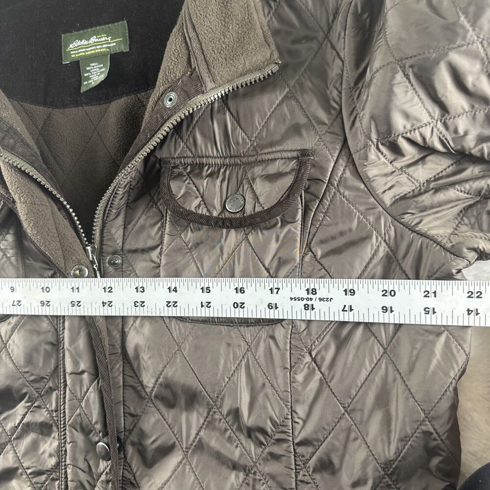 Eddie Bauer Brown Quilted Puffer Bomber Jacket Women's Size Large Zip Front - Picture 4 of 16